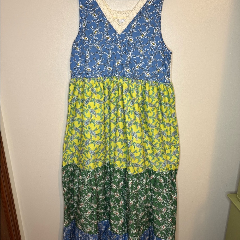 Stitchdrop Tiered Paisley Midi Dress Boho Cottagecore